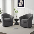 DREAMSIDEA Swivel Accent Chair Armchair, Modern Round Single Sofa Seating Comfy Reading Barrel Chairs for Living Room Bedroom (Grey, Set of 2)