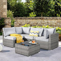 ovios Outdoor 5 Piece Coversation Set with Coffee Table,Sectional Patio Furniture Set with All-Weather Wicker Sofa,Modern Outside Couch for Balcony Backyard Pool, Grey