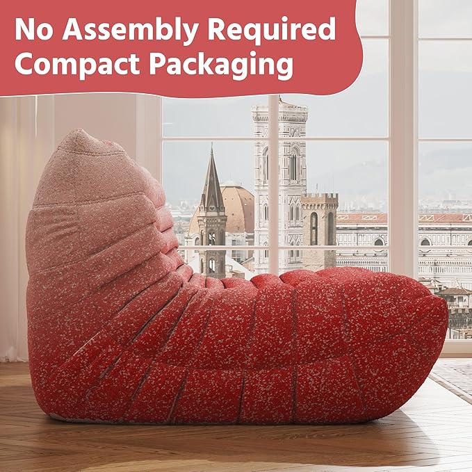 Bean Bag Chair, Fireside Chair, Large Bean Bag Chair for Adults, Bean Bag Chairs for Teens with High-Resilience Foam, Non-Slip Base Floor Lounge Sofa,Living Room (Gradient White-Pink, Loveseat)