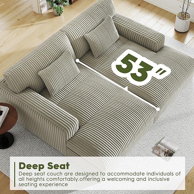 83" Oversized Chaise Lounge Sofa Chair Indoor，Soft Corduroy Fabric, Boneless sofawith Cushion，A Comfortable, deep-Seated Cloud Sofa for use in The Living Room.(2-Seater-Gray)