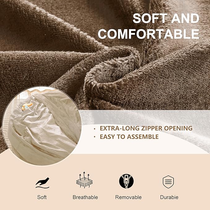 Bean Bag Chair for Adults, Floor Bean Bags Offers Ample Space for Adults,Memory Foam Giant Bean Bags,Lounger Versatile Design Suits Any Room,Movie Nights,Reading(Apricot,5FT)