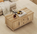 WAMPAT Oak Coffee Table with Drawer & Storage Cabinet, Farmhouse Rustic Center Table for Living Room, Rectangle Wooden Cocktail Table Tea Table for Home, Office