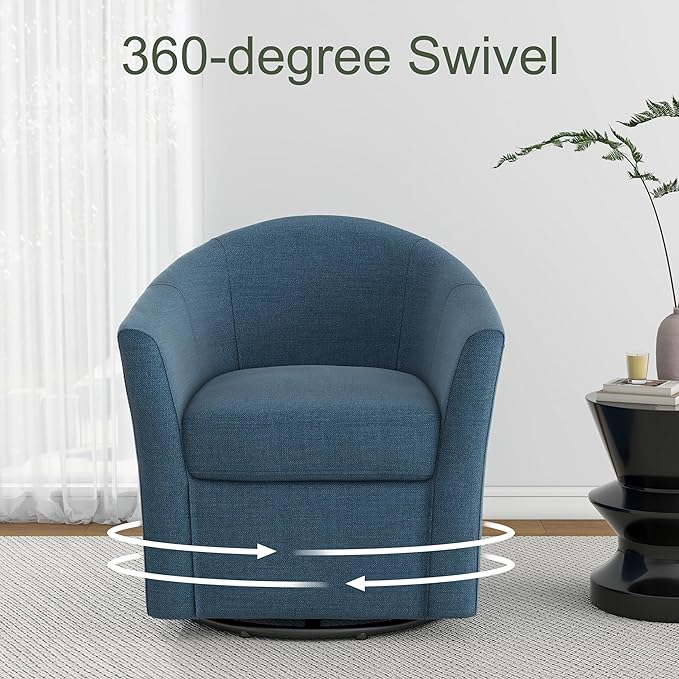 DREAMSIDEA Swivel Accent Chair Armchair, Modern Round Single Sofa Seating Comfy Reading Barrel Chairs for Living Room Bedroom (Blue, Set of 1)