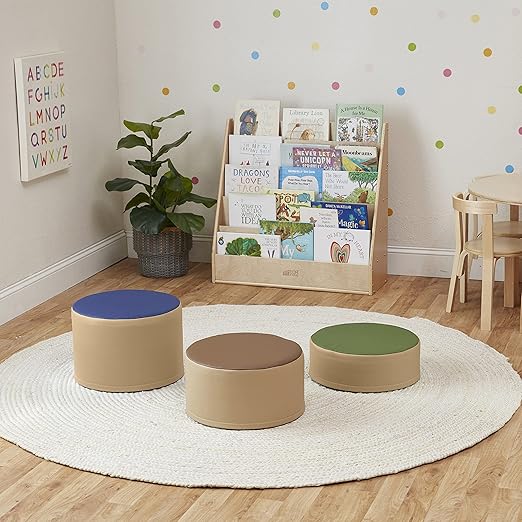ECR4Kids SoftZone Colorful Stump Stool Set, Flexible Seating, Earthtone, 3-Piece