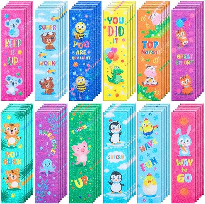 Gersoniel 72 Pcs Anxiety Sensory Stickers Strips Adhesive Textured Mental Health Calm Stickers Mindfulness Fidget Decals Stress Anxiety Relief Items for Therapy Office Desk Counselor(Animals)