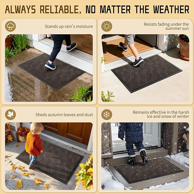 Yimobra Extra Large Door Mat 60x36, All-Weather Waterproof Non-Slip Welcome Matt Outdoor, Heavy Duty Non Slip Doormat for Entryway for Patio and Garage Indoor, Easy Clean, Brown