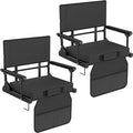Stadium Seats for Bleachers with Back Support, 600 Lbs Rated with Lightweight Soft Comfort Cushion, Stadium Seating for Bleachers with Adjustable Back Support and Shoulder Strap (Black)