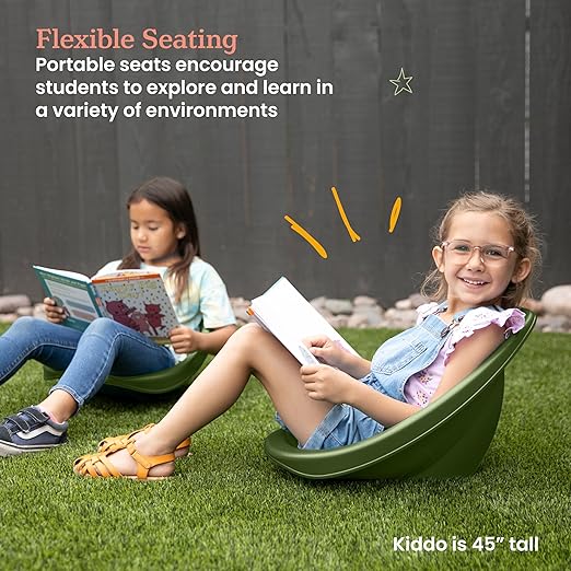 ECR4Kids Leaf Floor Seat, Rocker Chair, Hunter Green, 6-Piece