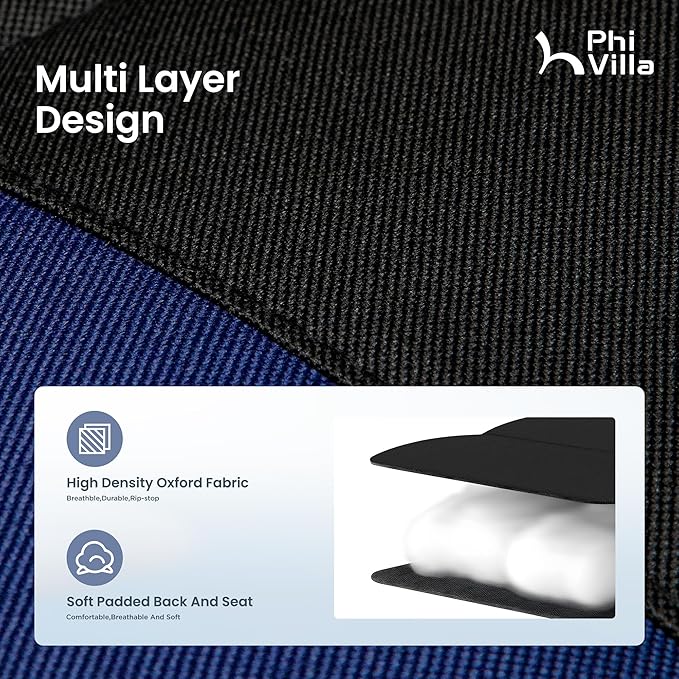 PHI VILLA XXL Oversized Padded Zero Gravity Chair, Foldable Patio Recliner, 30" Wide Seat Anti Gravity Lounger with Cup Holder, Support 400 LBS (Navy Blue)