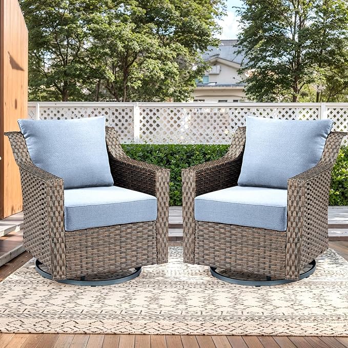 Outdoor Seat Cushion Set-24 x 24 x 6 Inch Outdoor Chair Cushions Set of 2 with Water Resistant & Removable Cover Outdoor Cushions for Patio Furniture Chair Sofa Couch-Sky Blue