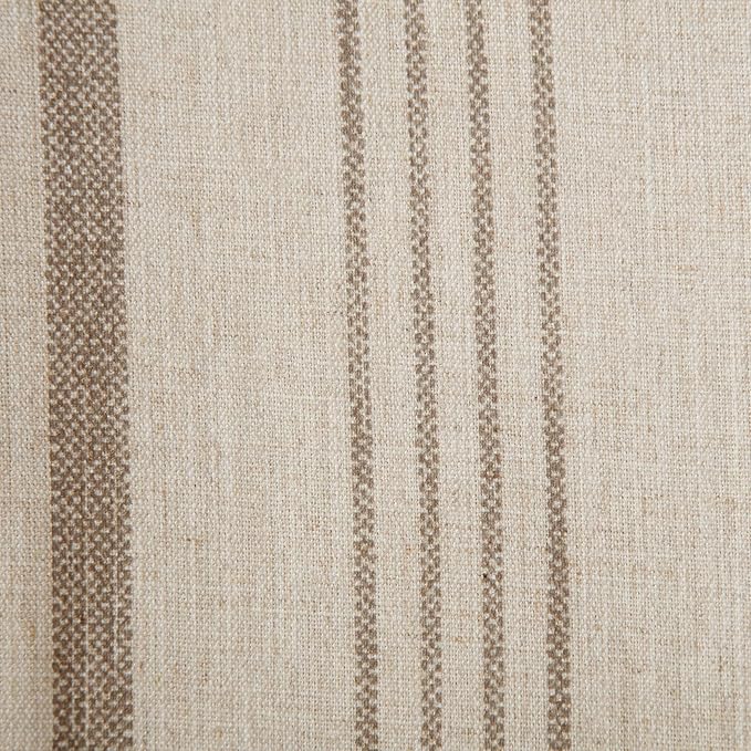 chairus Farmhouse Dining Chairs Set of 6, Upholstered Comfy Dining Room Chairs Linen Fabric Walnut Brown Wood Kitchen Chairs for Dining Table, Living Room, Kitchen, Khaki Stripe