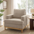 VANOMi Oversized Accent Chair, Mid Century Modern Upholstered Armchair for Living Room, Comfy Chair for Bedroom Reading Chair, Single Sofa for Small Space with Rubberwood Base