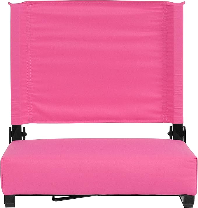 Flash Furniture Grandstand Portable Stadium Seat for Bleachers or Benches, Folding Padded Stadium Chair with Carrying Handle, 500 lb. Weight Capacity, Pink