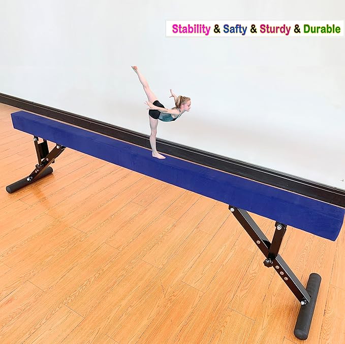 MARFULA Adjustable Balance Beam 8 ft Gymnastic Beam Adjustable Height for Kids and Teenage of All Gymnastic Levels, Gymnastic Training Beam Gymnastic Equipment for Athlete Home and Gym Club Use