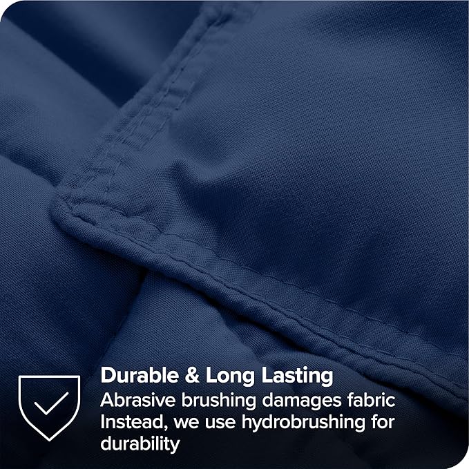 Bare Home Bed-in-A-Bag 7 Piece Comforter & Sheet Set - Queen - Goose Down Alternative - Ultra-Soft 1800 Premium - Bedding Set (Queen, Dark Blue/Dark Blue)