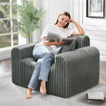 Hobestluk Single Sofa Foam Couch Sofa for Small Spaces Comfy Sofas with Removable Cover Furry Couch with Pillows for Living Room, Bedroom, Apartment, Office (Grey, Standard)