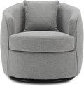 FaFaSoGoodFa Swivel Accent Chair, Modern Upholstered Boucle Barrel Arm Chairs with Pillow for Living Room, 360 Degree Round Swivel Sherpa Armchair with Round Base for Bedroom Club (1, Grey)