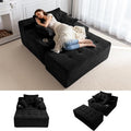 MAXYOYO Oversized Chaise Lounge Sofa, Upholstered Lounge Chair with 3 Pillows Indoor, Tufted Boneless Sofa Couch with Ottoman, Deep Seat Sleeper Chair for Living Room, Bedroom, No Assembly, Black