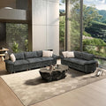 HERA'S HOUSE 2 Pieces Modular Sectional Sofa Sets, Oversized Couch Set with Loveseats, Comfy Cloud Couches with Throw Pillows, 5-Seater Deep Seat Sofa for Living Room, Chenille Blue