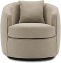 FaFaSoGoodFa Swivel Accent Chair, Modern Upholstered Boucle Barrel Arm Chairs with Pillow for Living Room, 360 Degree Round Swivel Sherpa Armchair with Round Base for Bedroom Club (1, Light Brown)