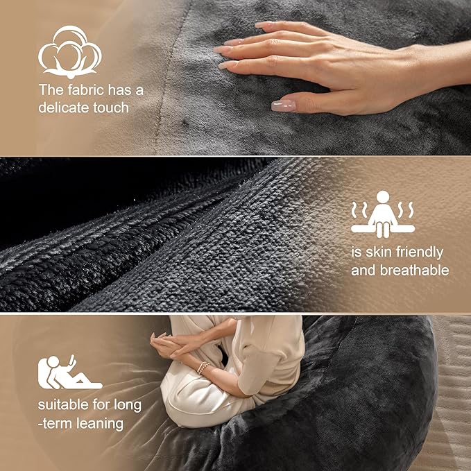 Bean Bag Chair for Adults, Floor Bean Bags Offers Ample Space for Adults,Memory Foam Giant Bean Bags,Lounger Versatile Design Suits Any Room,Movie Nights,Reading(Gray,6FT)