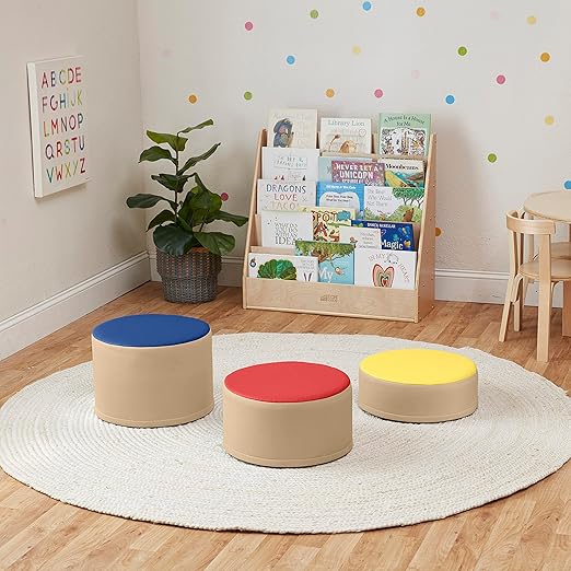 ECR4Kids SoftZone Colorful Stump Stool Set, Flexible Seating, Assorted, 3-Piece