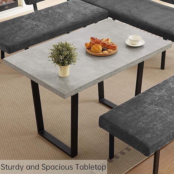3-Piece Corner Dining Table Set with Bench, 67 Inch Space-Saving Breakfast Nook for Kitchen & Dining Room, Grey