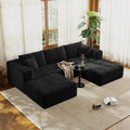 Fancyfire 108" Cloud Modular Sectional Couch with 2 Ottoman,Ultimate Comfort U-Shaped Deep Seat Sofa,Boneless Couch Upholstered 3-Seater Sofas for Living Room, No Assembly Required(Black)