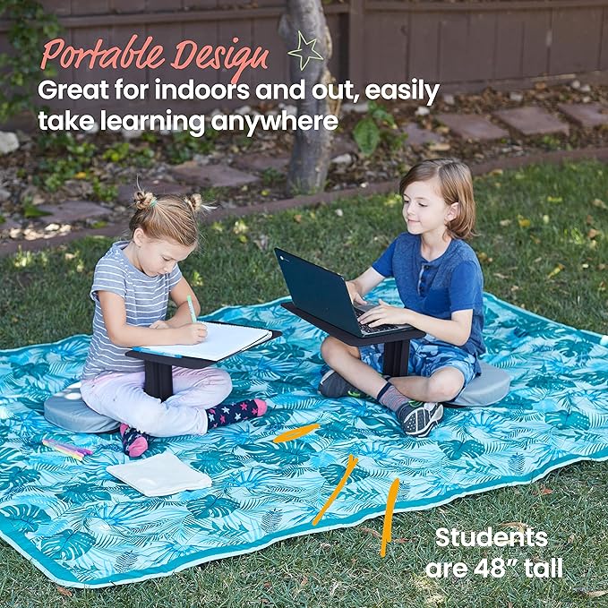 ECR4Kids The Surf Portable Lap Desk with Cushion, Flexible Seating, Navy, 10-Piece