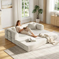 79 Inch 5-in-1 Convertible Sofa Bed, Corduroy Boneless Floor Couch with Fixed Frame & Pillow, Modular Folding Mattress Lounger for Small Space, Living Room, Bedroom - Easy Assembly(White)