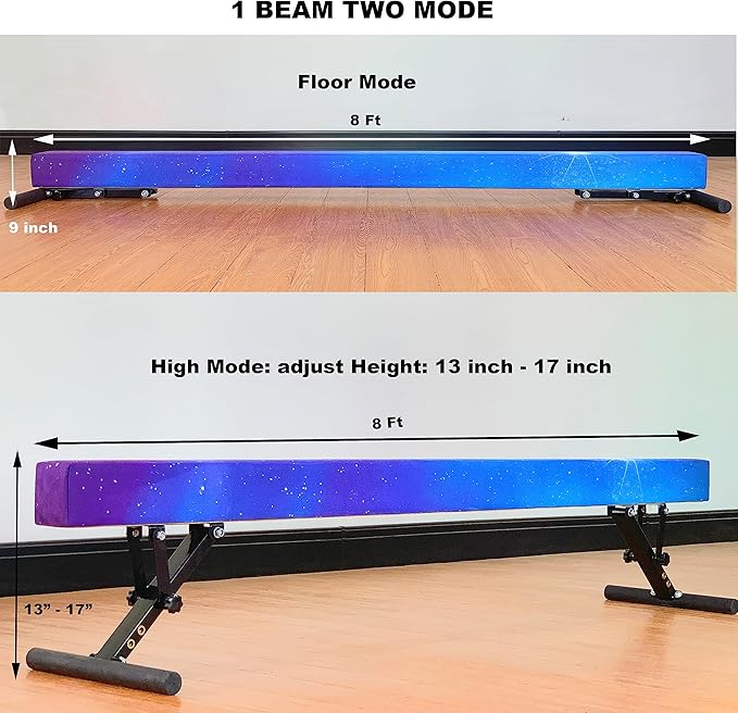 MARFULA Adjustable Balance Beam 8 ft Gymnastic Beam Adjustable Height for Kids and Teenage of All Gymnastic Levels, Gymnastic Training Beam Gymnastic Equipment for Athlete Home and Gym Club Use