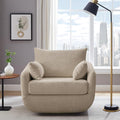 UNUQLIVCO 360° Swivel Accent Armchair, 39.3" Oversized, Sherpa Boucle Fabric Sofa Chair with Removable Back & Arm Pillows, Swivel Chair with Cozy Soft Padded (1, Camel)