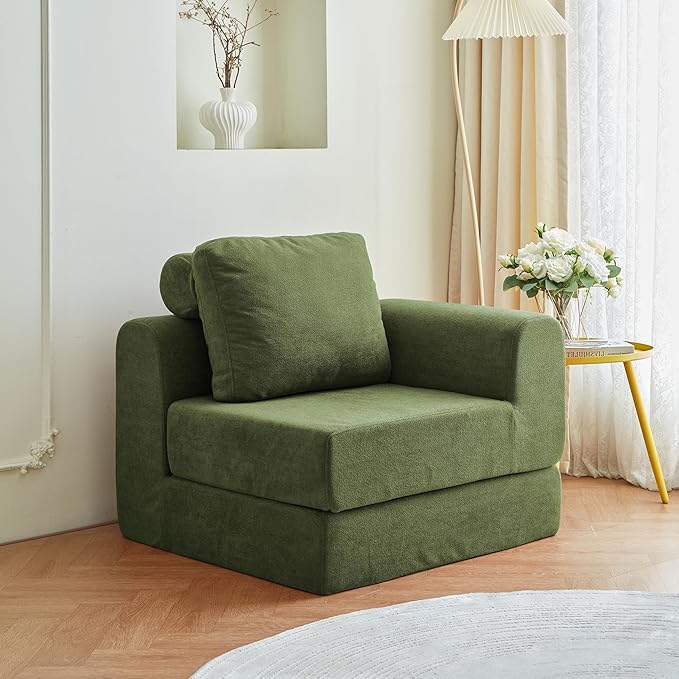 Swbvs Convertible Folding Sofa Bed, Multi-Functional Sleeper Chair with Memory Foam and Back Support – Portable Futon Couch for Living Room, Bedroom, or Small Spaces