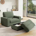 Merax 42.8" Oversized Chaise Lounge Chair with Storage Ottoman,Corduroy Sofa Bed with Cup Holders,USB Charging Port,Upholstered Sleeper Chair,Deep - Seat Reading Couch for Living Room,Bedroom,Green