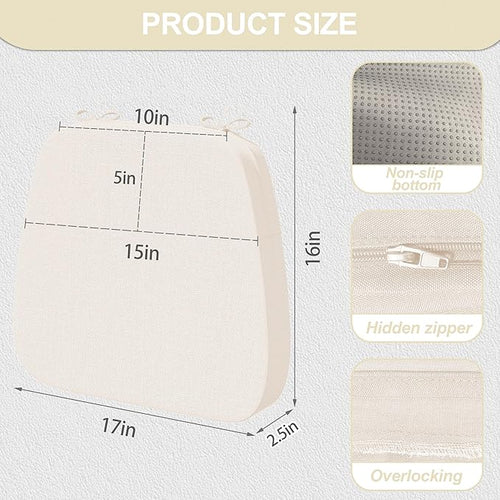 17'' x 16'' x 2.5"Thick Chair Cushions for Dining Chairs, 8 Pack WaterProof Easy Clean Kitchen Chair Pads with Ties and Non-Slip Backing - 30D High Elastic Foam Soft Kitchen Chair Cushions