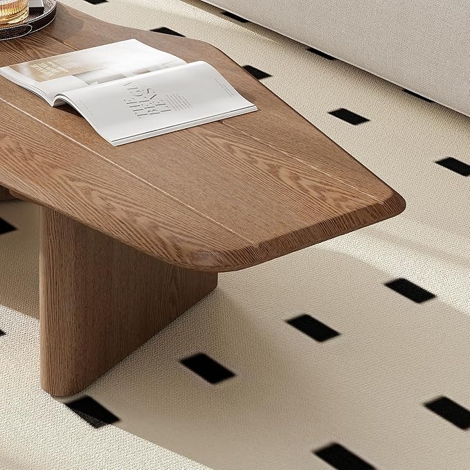 Modern Coffee Table, Small Coffee Tables for Living Room Wood Top Wooden Center Wooden Table Farmhouse Mid-Century Unique Easy Assembly for Living Room & Bedroom,Office, 47.2" W x13.8 H