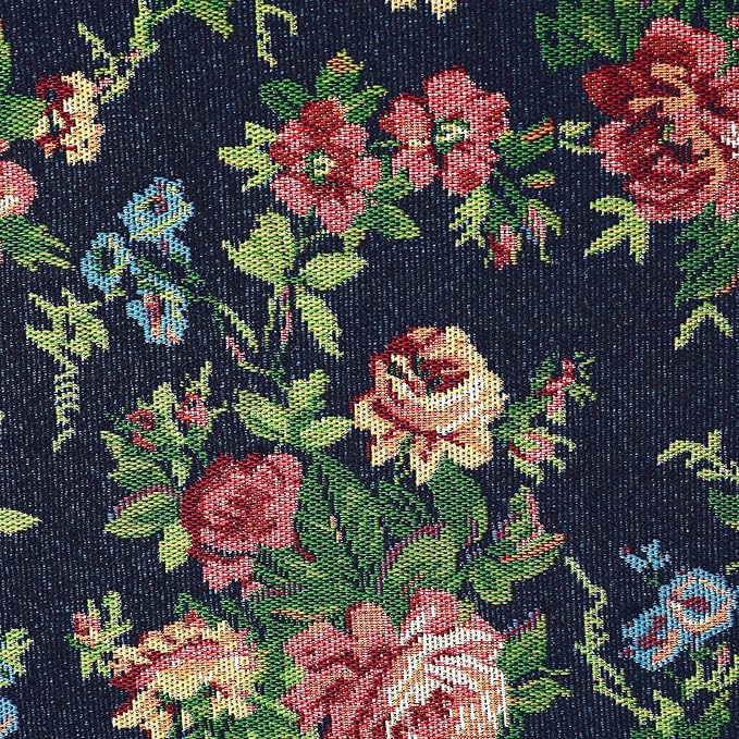 AAAAAcessories D-Shaped Chair Cushions, 2" Thick Dining Chair Pads with Ties and Removable, Machine-Washable Cover, 17" x 16", Set of 8, Night-Blooming Blossoms