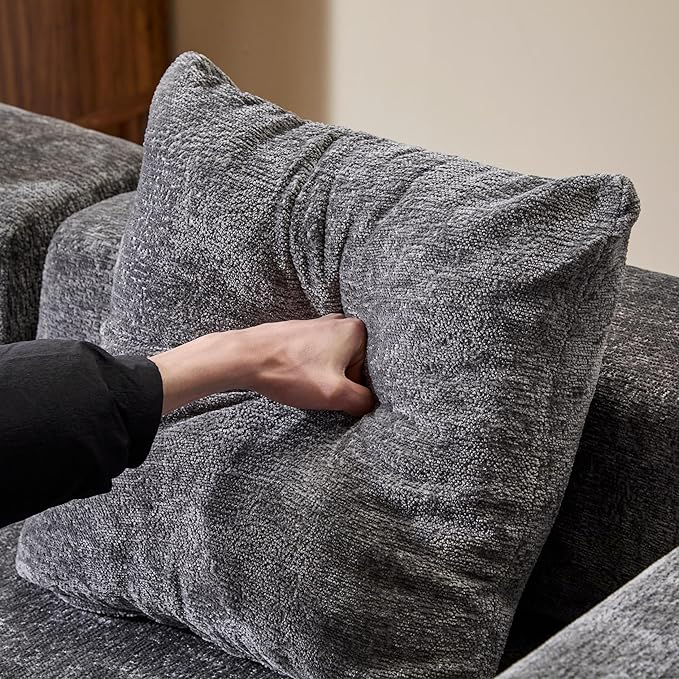 77" Convertible Foldable Floor Couch, 3-Seat Futon Sleeper Sofa for Living Room, Bedroom, or Apartment, with Pillow Backrest and Armrests, Chenille Fabric, No Assembly Required, Dark Grey