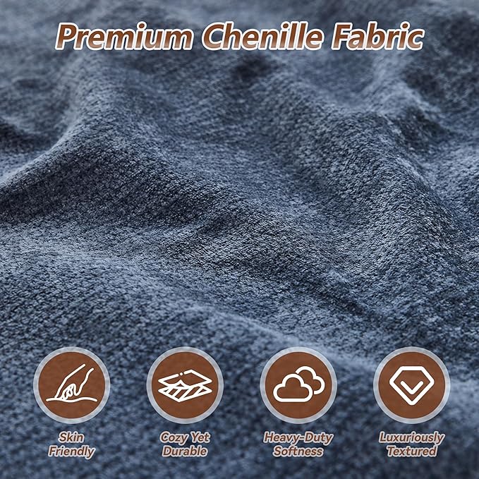 WUTUTUEE Boneless Chair, Double-Layer Armless Floor Sofa with High Density Memory Foam, No Assembly Togo Sofa, Chenille Bean Bag Chairs for Living Room, Bedroom, Comfy Cloud Chair (Navy)