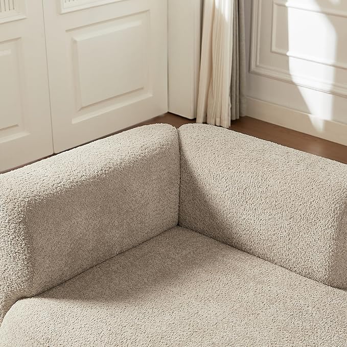 ZEKOKO Boucle Chaise Lounge Chair Indoor Comfy Fluffy Lounge Sofa Upholstered Chaise Lounge Modern Lounge Chair Indoor for Living Room Bedroom Office(Left Hand, Camel)