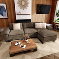 MIXPATIO 123-Inch L Shaped Sectional Sofa with Cloud Cushions, Deep Seat Modular Couch Set w/ 4 Seats & 1 Ottomans, Removable Arms, Plush Chenille Upholstery for Living Room, Apartment - Taupe