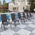 PHI VILLA Outdoor Patio Folding Chairs Set of 6, Portable Patio Dining Chairs with Adjustable Backrest for Outside, Garden, Lawn & Yard, No Assembly, Black