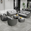 Erotr Lanai Outdoor Furniture Sofa Set: 6-Piece Aluminum Woven Rope Patio Conversation Set w/Table - Modern Cushions Couch Set - No Assembly Porch Seating for Deck Yard Garden Pool Hotel Resort