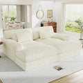 83" Oversized Chaise Lounge Sofa Chair Indoor，Soft Corduroy Fabric, Boneless sofawith Cushion，A Comfortable, deep-Seated Cloud Sofa for use in The Living Room.(2-Seater-White)