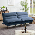 Convertible Futon Sofa Bed, 72" Futon Couch with Adjustable Back, Upholstered Sleeper Sofa Bed for Living Room, Apartment, Small Space, Blue