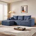 108" Modular Sectional Sofa, Compression Sofa with Deep Seat, Modular L-Shape Couch with Chaise, Upholstered Couches for Living Room Bedroom, No Assembly Required (Blue Corduroy, 108" L Shape)