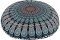 Shubhlaxmifashion 32" Blue Mandala Floor Pillow Cushion Seating Throw Cover Hippie Decorative Bohemian Ottoman Poufs, Pom Pom Pillow Cases,Boho Indian