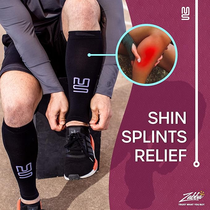 Modetro Sports Calf Compression Sleeves - Leg Sleeves for Men and Women - Shin Splint Relief Support Brace Running Flights