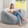 Hobestluk Bean Bag Chairs Giant Beanbag Chair with Filler, Memory Foam Bean Bags with Fluffy & Machine Washable Cover, Bean Bag Chairs for Aduts for Living Room, Bedroom (Grey, 3FT - 36” x 36” x 22”)