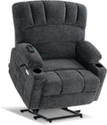 MCombo Power Lift Recliner Chair for Elderly, Lift Chair with Heat and Massage, 150° Max Recline, Extra Wide Lift Recliner for Big People, Fabric R7096 (Medium-Wide, Dark Grey)